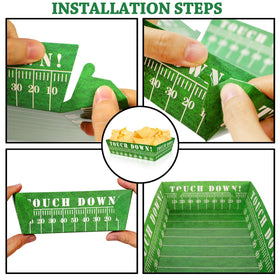 UROINEPA football trays measure 7.9 by 5.7 by 1.9 inches for snacks.