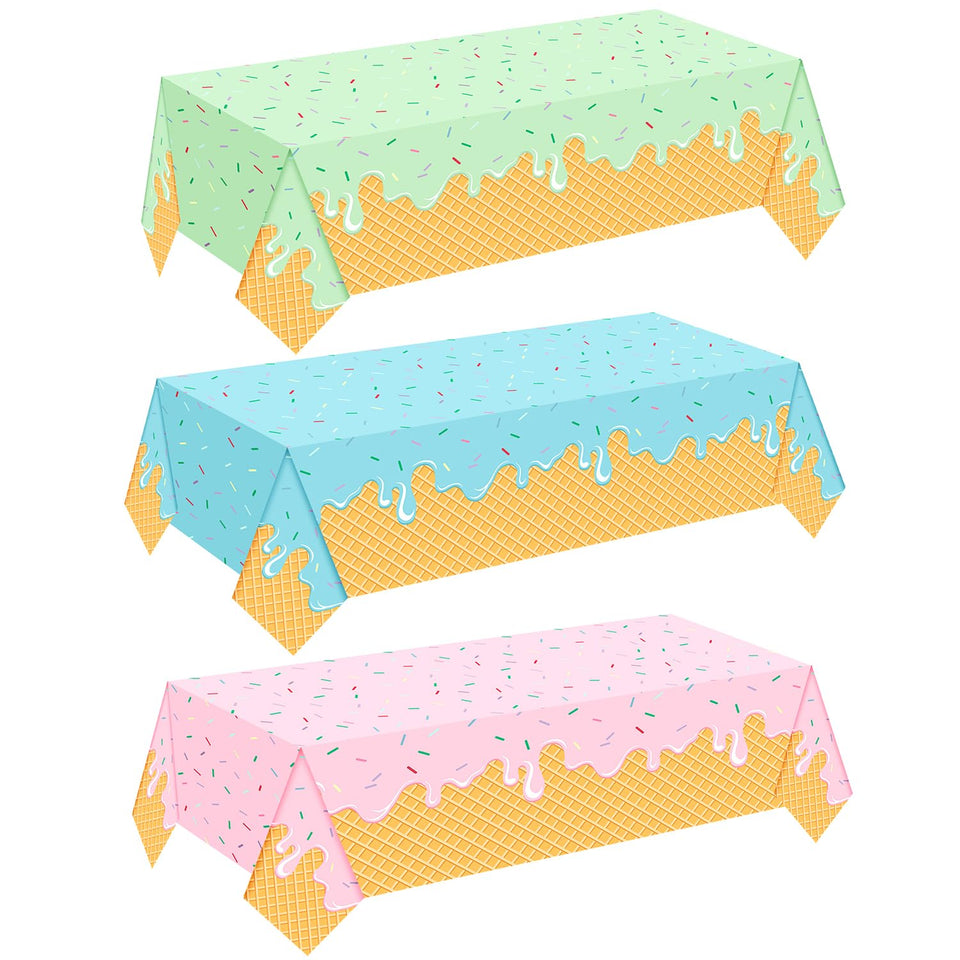 UROINEPA ice cream tablecloth with popsicle pattern keeps surfaces clean during parties.