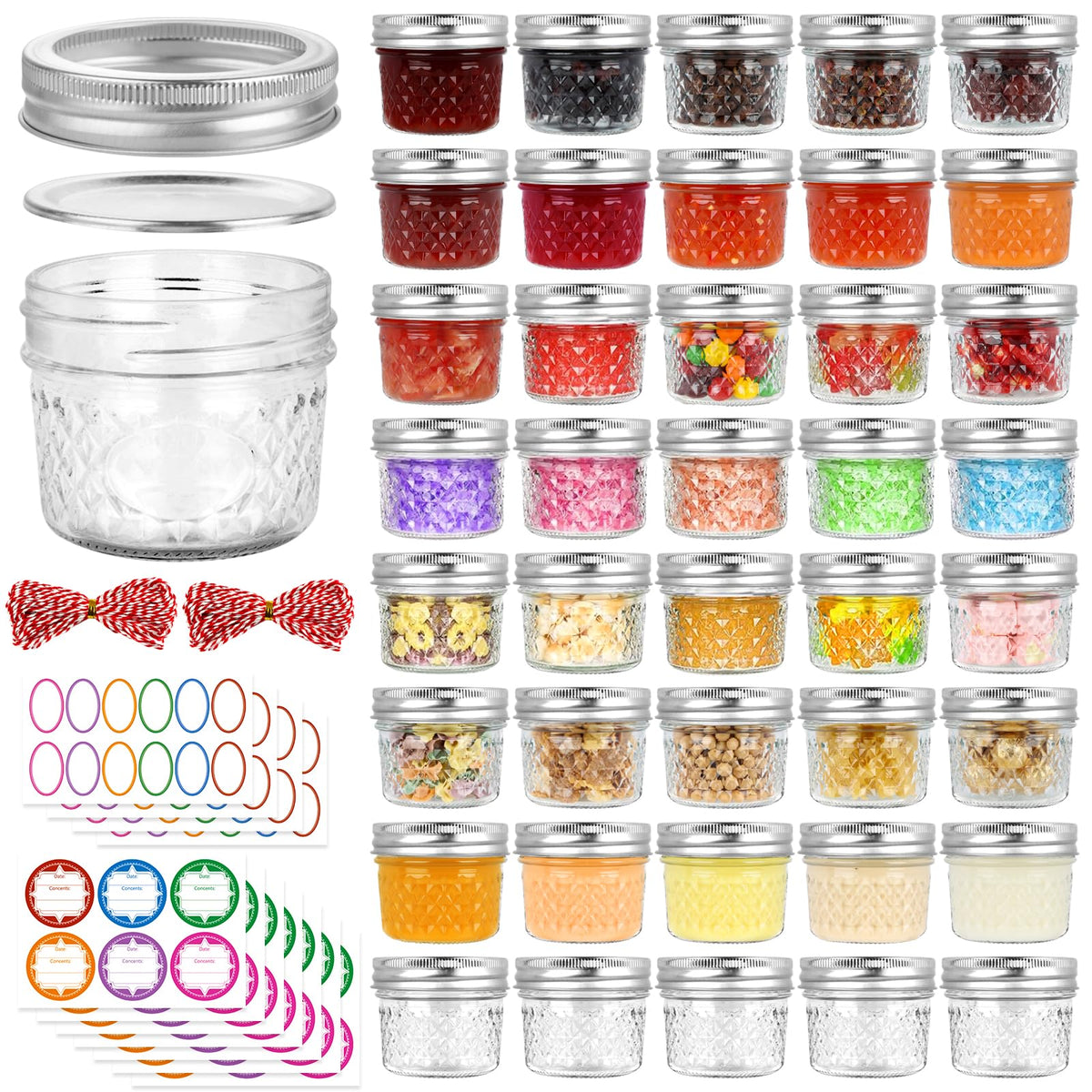 UrSpeedtekLive 4 oz mason jar with diamond-cut glass, ideal for jelly or honey storage.