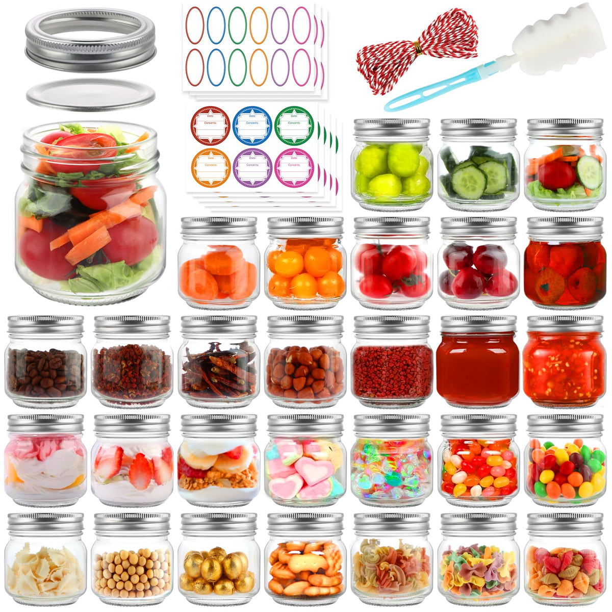 UrSpeedtekLive 8 oz mason jar with regular lids for versatile canning and storage