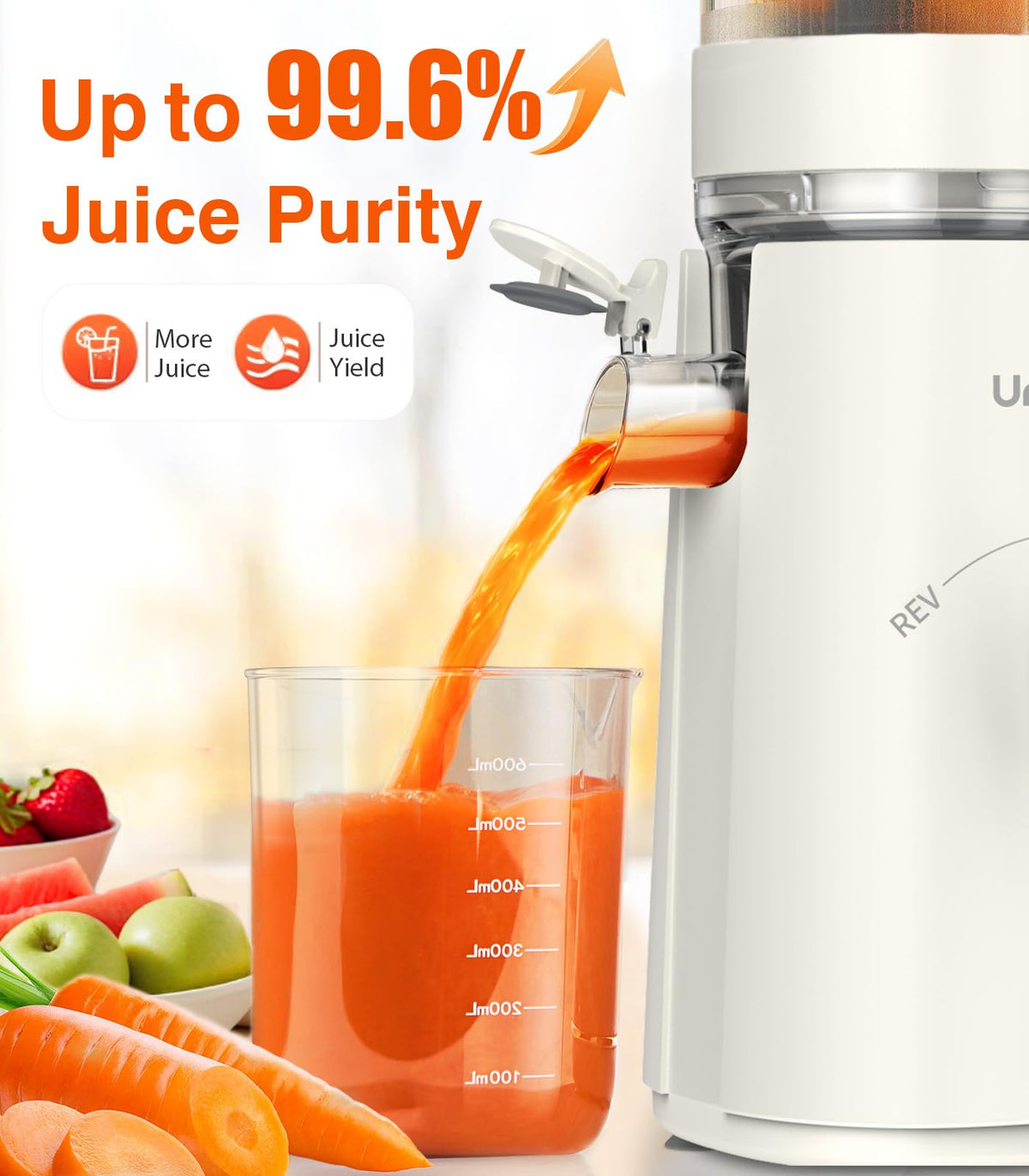 URVIBY 2-in-1 juicer mode for juice and sorbet at home