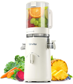 URVIBY juicer with a 5-inch feed chute allows whole-fruit juicing
