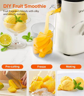URVIBY juicer includes reverse function for unclogging fibrous produce