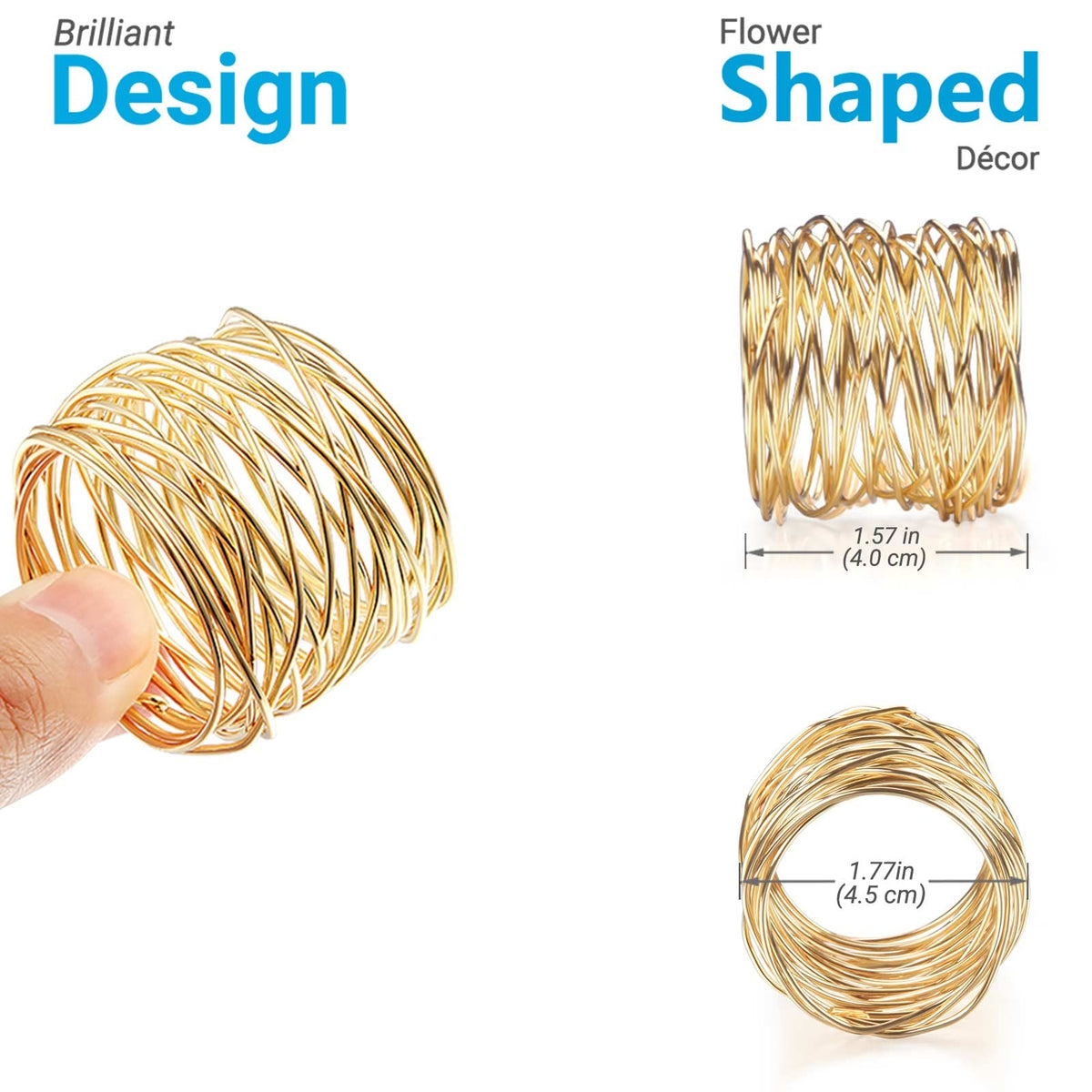 URWOOW napkin ring detail highlighting the gold finish