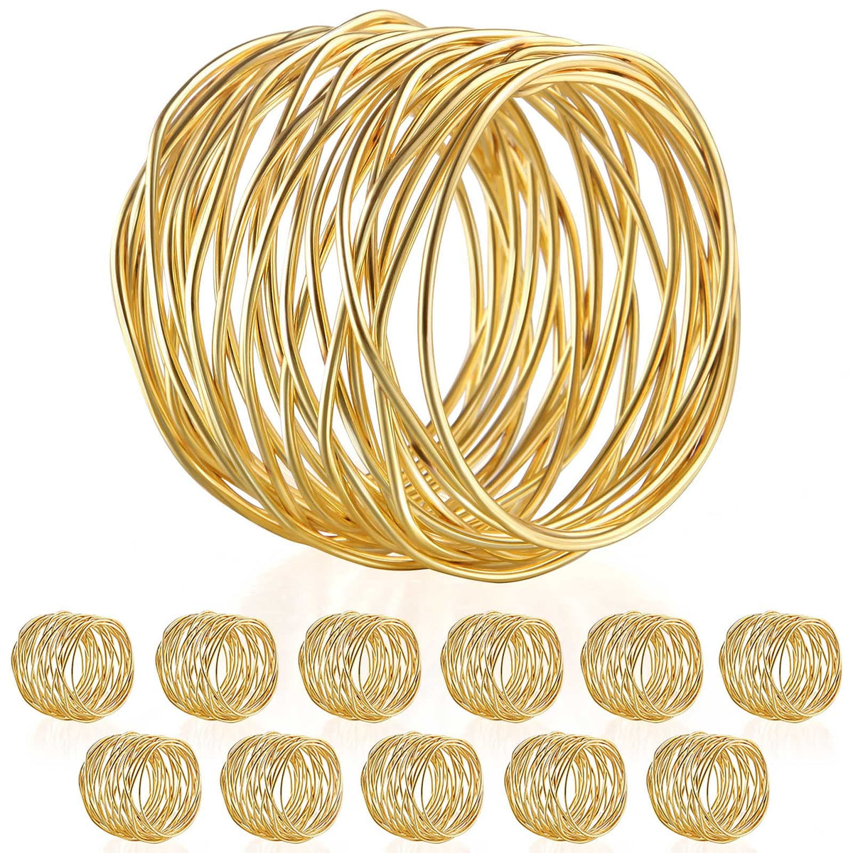 URWOOW twisted-wire napkin ring in gold close-up for elegant table textures