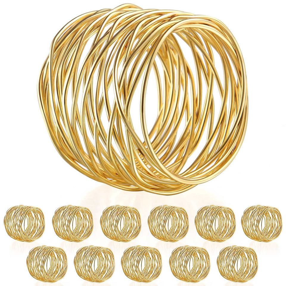 URWOOW twisted-wire napkin ring in gold close-up for elegant table textures