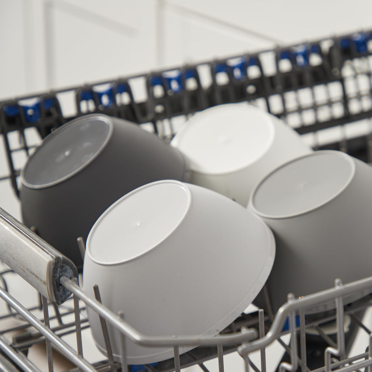 US Acrylic 28oz bowls in grey stand up to daily use.