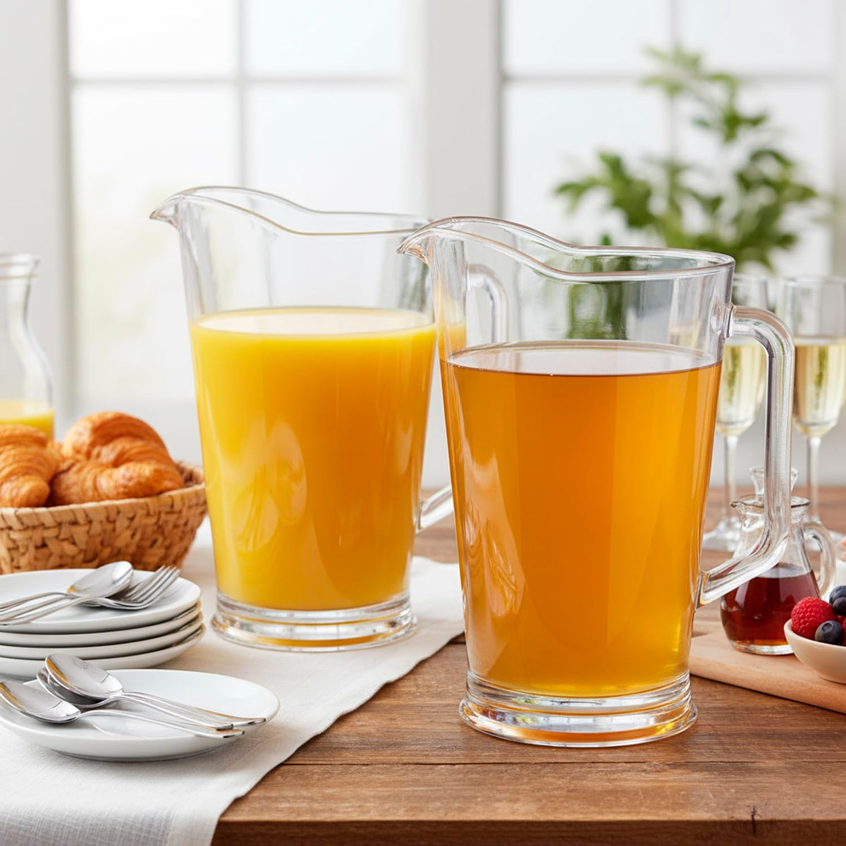 US Acrylic 64oz Bistro Pitcher Beer-Friendly suitable for beer or cold beverages at parties.