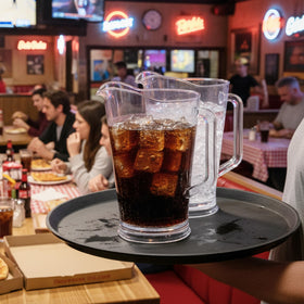 US Acrylic 64oz Bistro Pitcher Dishwasher-Safe allows quick cleanup after events.