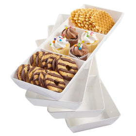 US Acrylic Avant White divided tray set of four, ideal for appetizers.