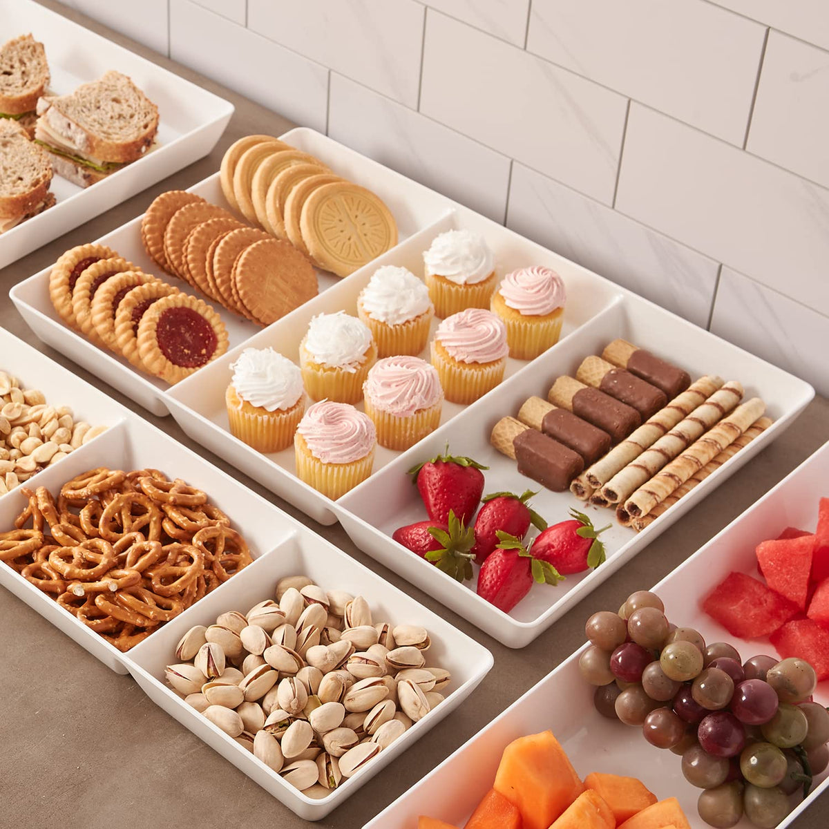 US Acrylic Avant White divided tray appetizers collection for easy serving