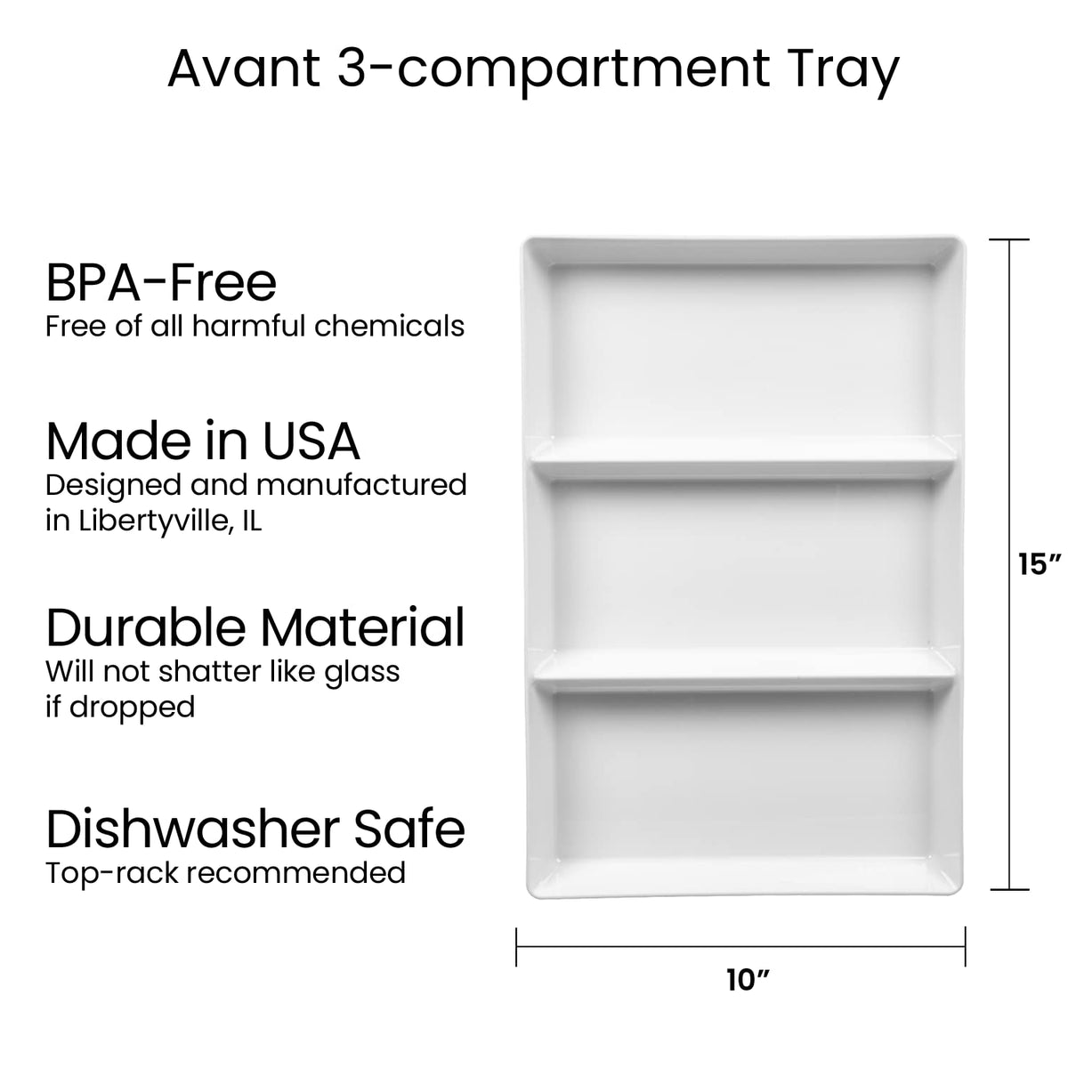 US Acrylic Avant White divided tray outdoors for poolside serving
