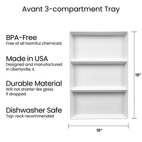 US Acrylic Avant White divided tray outdoors for poolside serving