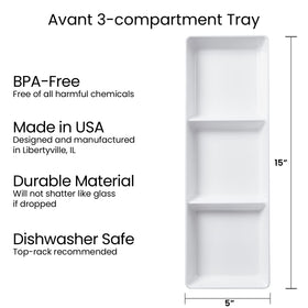 US Acrylic Avant White top-rack dishwasher safe tray for easy cleaning.