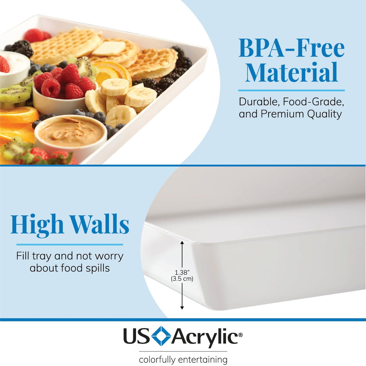 US Acrylic BPA-free tray made in USA for safe family-serving