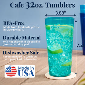 US Acrylic Café 32oz green tumbler lightweight and durable