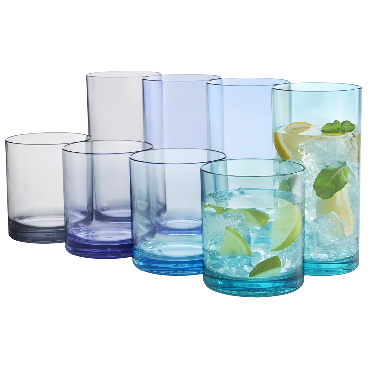US Acrylic Classic 12oz rocks glass in coastal blue for everyday entertaining.