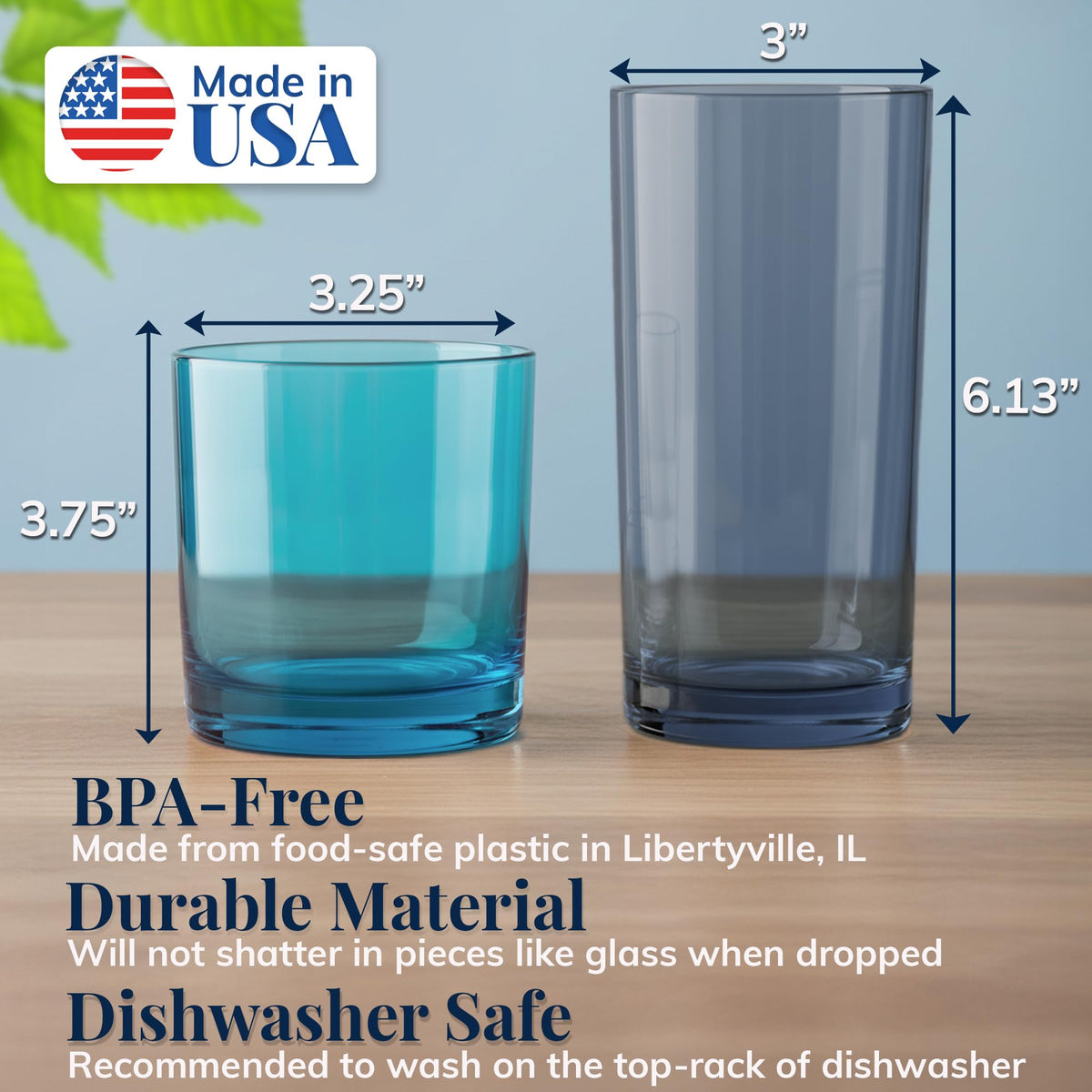 US Acrylic Classic 12oz rocks glass in coastal gray for casual gatherings.