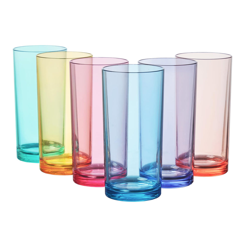 US Acrylic Classic 16oz colorful glass set ideal for everyday entertaining.