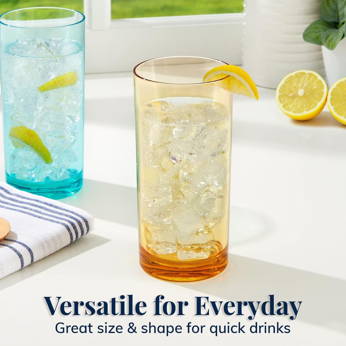 Thick base detail adds weight and a glass-like feel to US Acrylic tumbler.