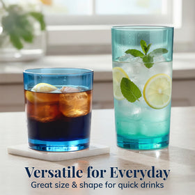 US Acrylic Classic 16oz water glass in coastal blue versatile for brunch.