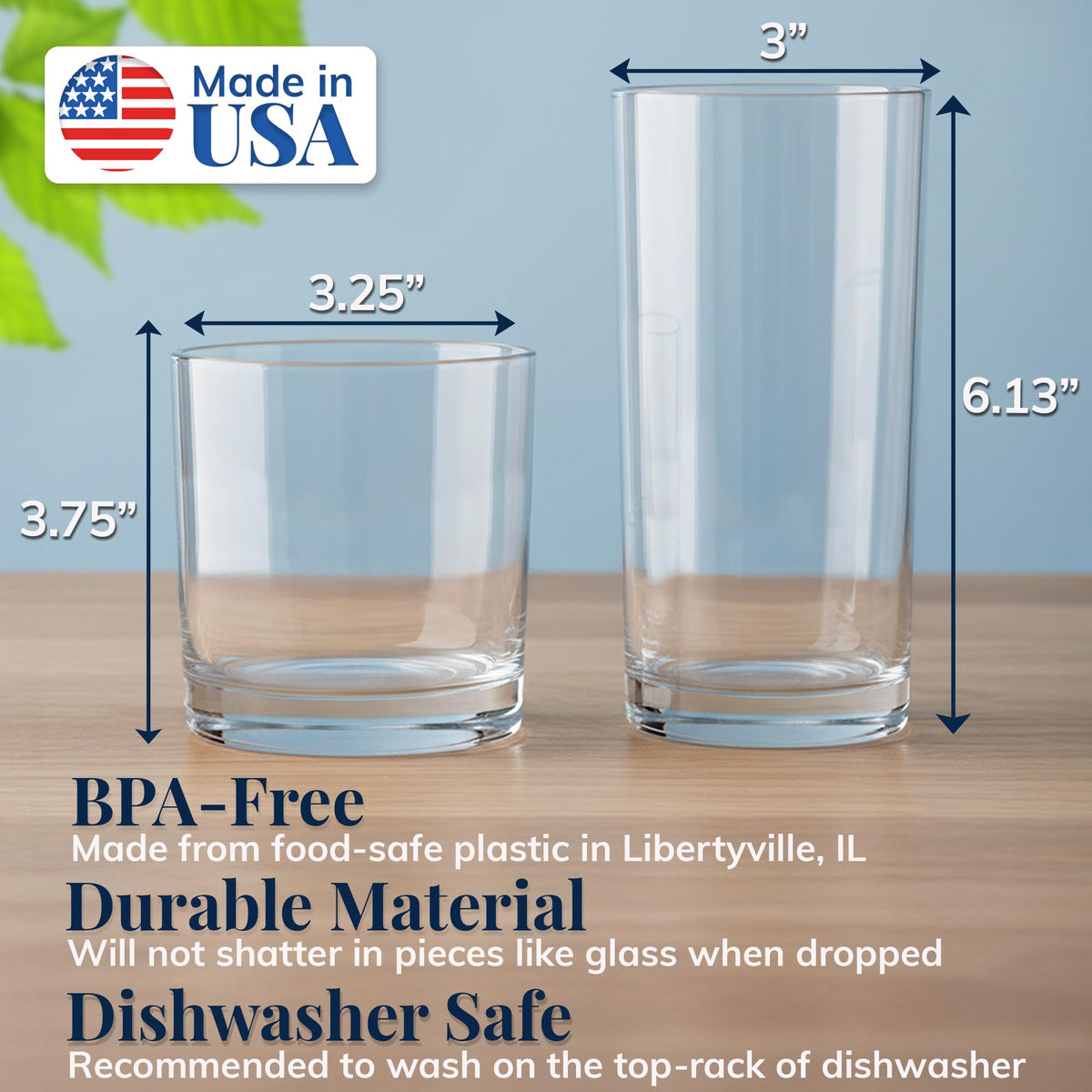 US Acrylic Classic Clear 16oz Water Cup versatile for meals