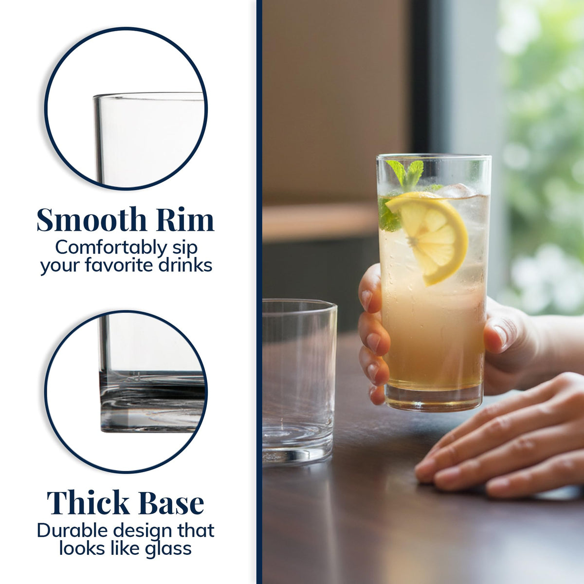 Thick base on US Acrylic Classic Clear glass for stability