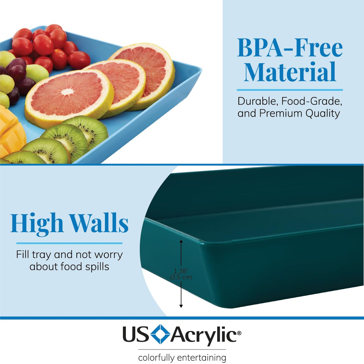 US Acrylic coastal trays desserts on a clean table setting