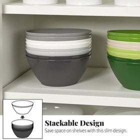 US Acrylic dorm-friendly bowls in grey simplify college kitchen prep.