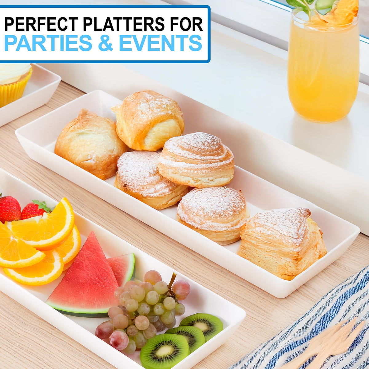 US Acrylic unbreakable trays ideal for outdoor gatherings and poolside service