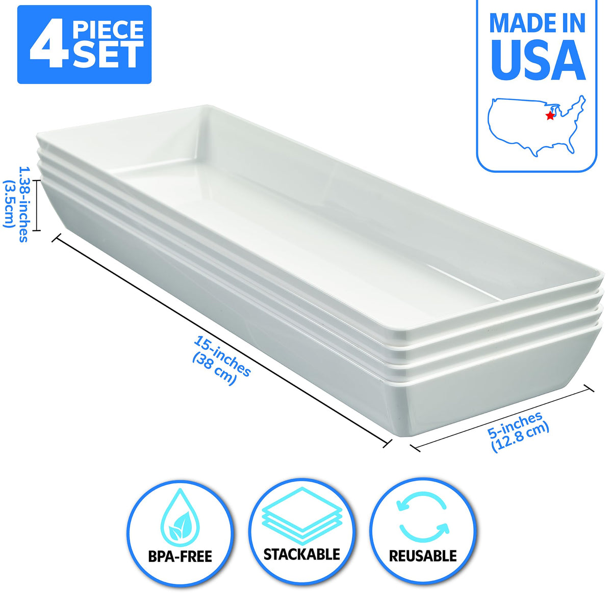 US Acrylic narrow rectangular trays showcase elegant platters for parties