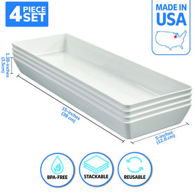 US Acrylic narrow rectangular trays showcase elegant platters for parties
