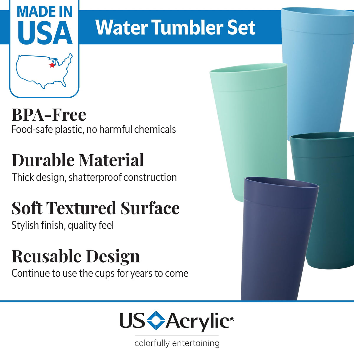 US Acrylic Newport 20oz tumbler in aqua, BPA-free for picnics and patio gatherings