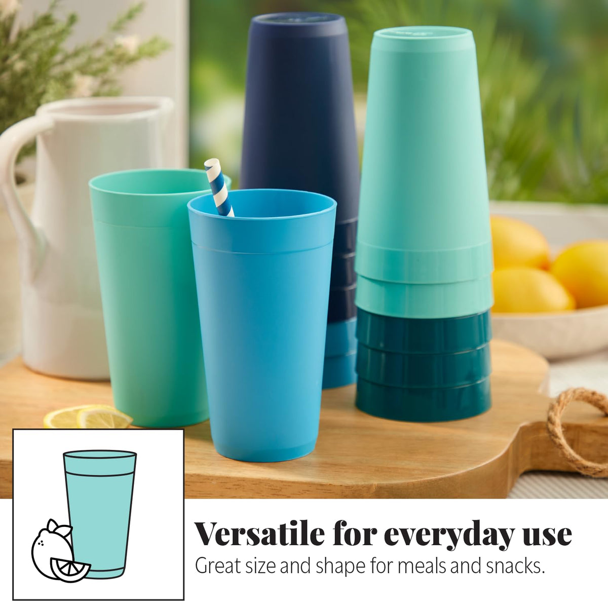US Acrylic Newport 20oz tumbler in seafoam green, ideal for outdoor meals