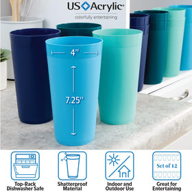 US Acrylic Newport 32oz tumbler in aqua, side view, versatile outdoor use