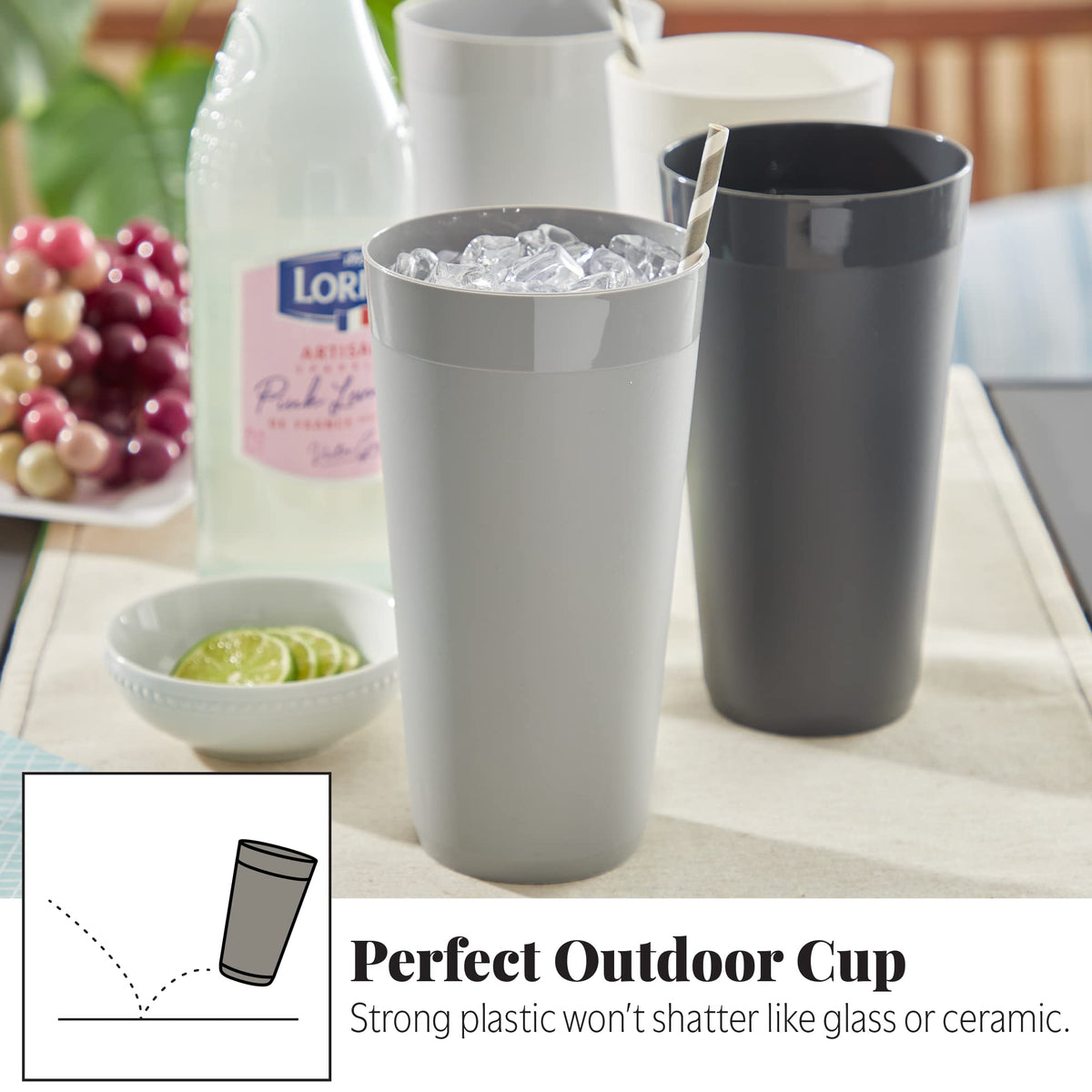 US Acrylic Newport 32oz tumbler grey for outdoor dining