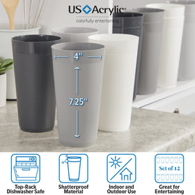 US Acrylic Newport 32oz tumbler grey stackable design saves space