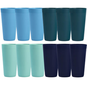 US Acrylic Newport 32oz tumbler in indigo blue, side view, durable and spill-resistant