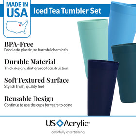 US Acrylic Newport 32oz tumbler in indigo blue, top edge close-up for sipping comfort