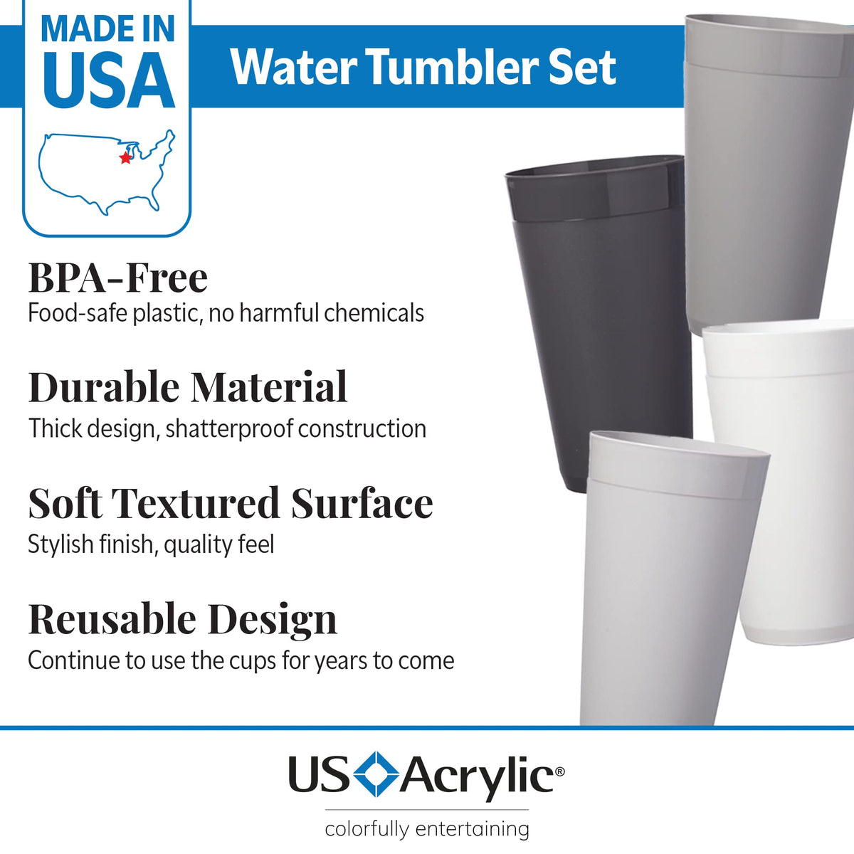US Acrylic Newport 20oz tumbler set of 12 for indoor and outdoor use