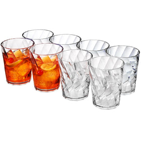 US Acrylic Optix 14oz rocks glasses with twist pattern for elegant entertaining.