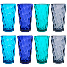 US Acrylic Optix 20oz coastal blue glass in coastal home setting for everyday use