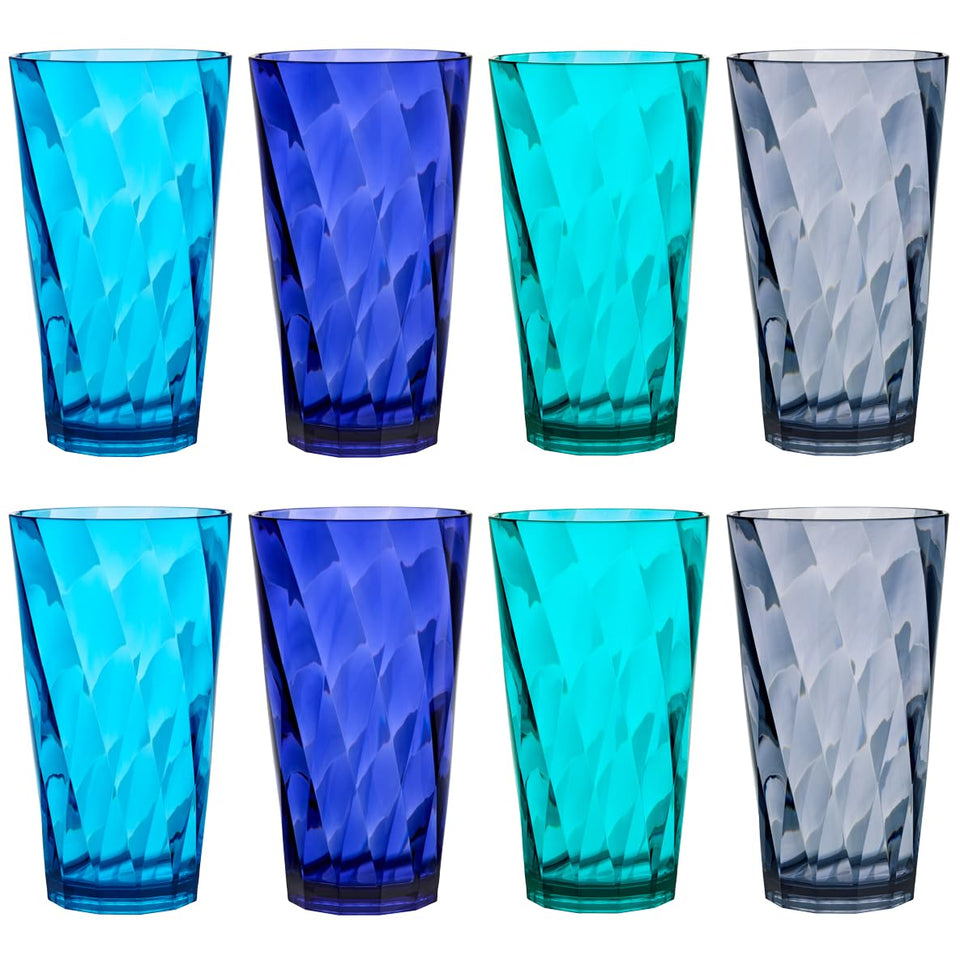 US Acrylic Optix 20oz coastal blue glass in coastal home setting for everyday use