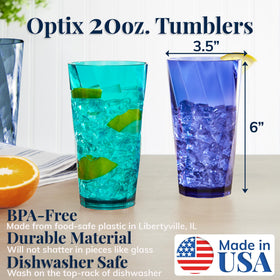 US Acrylic Optix 20oz coastal grey glass with refined look at dining table