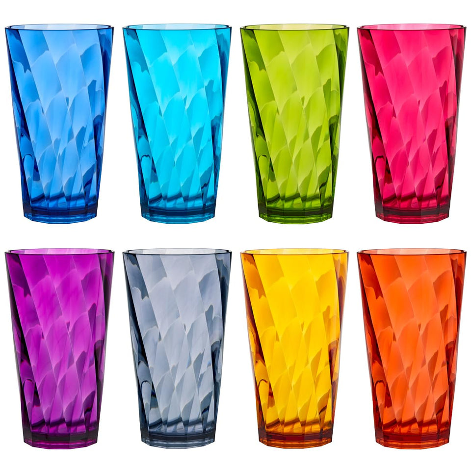 US Acrylic Optix 20oz rainbow glasses show vibrant colors for everyday gatherings