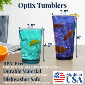 US Acrylic Optix 20oz water cups offering generous capacity for refills