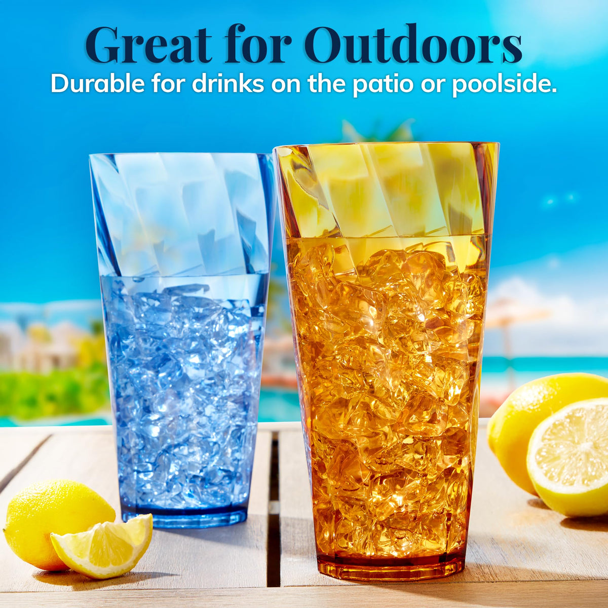 US Acrylic Optix 26oz plastic-highball tumbler perfect for brunch.