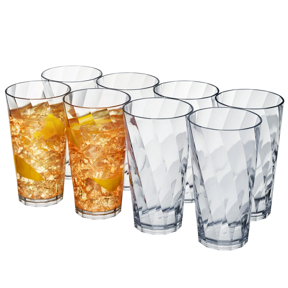 US Acrylic Optix 20oz clear tumbler with twist pattern, durable and dishwasher-safe