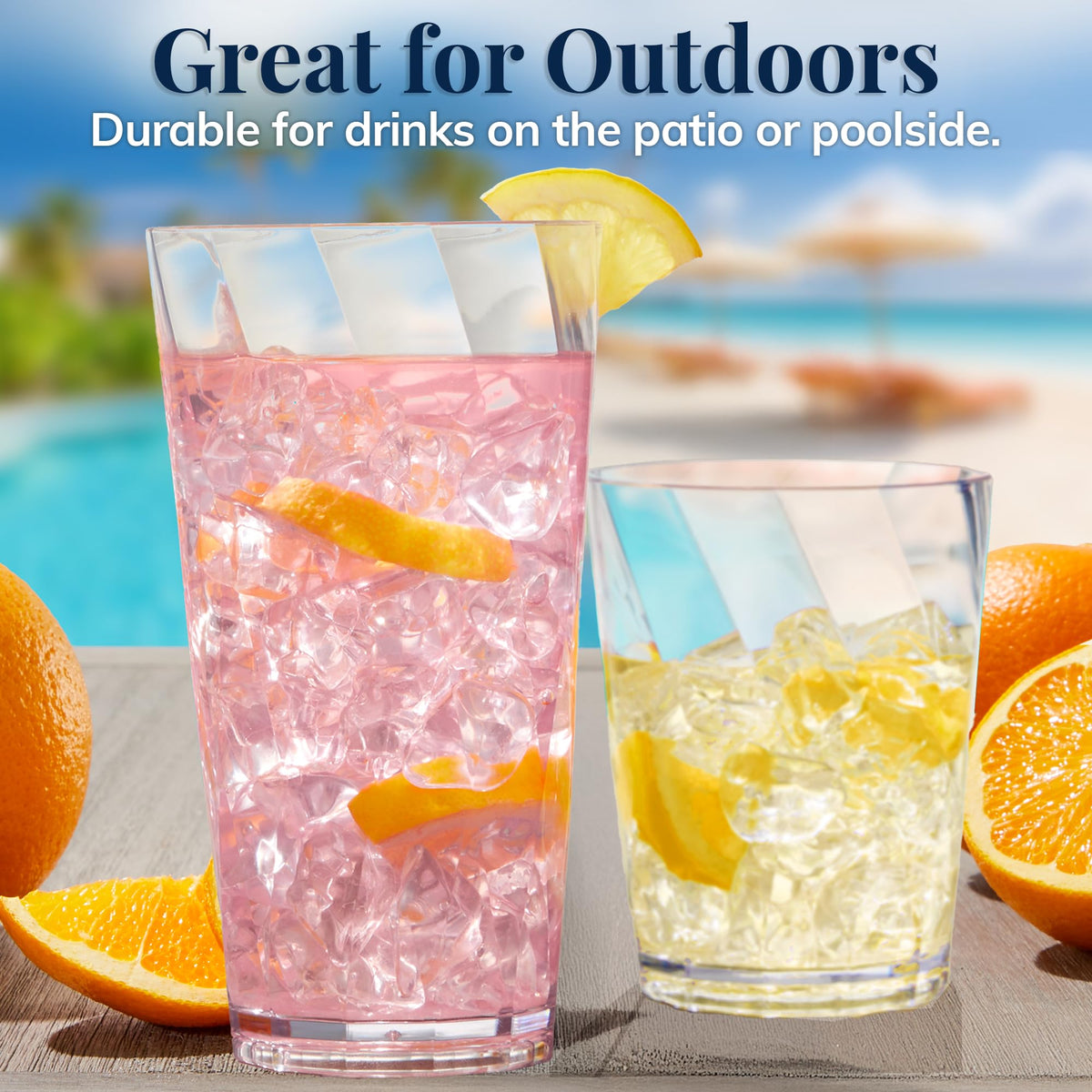 US Acrylic Optix clear 14oz glass for patio gatherings.