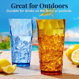 US Acrylic Optix home bar and brunch setup with colorful tumblers